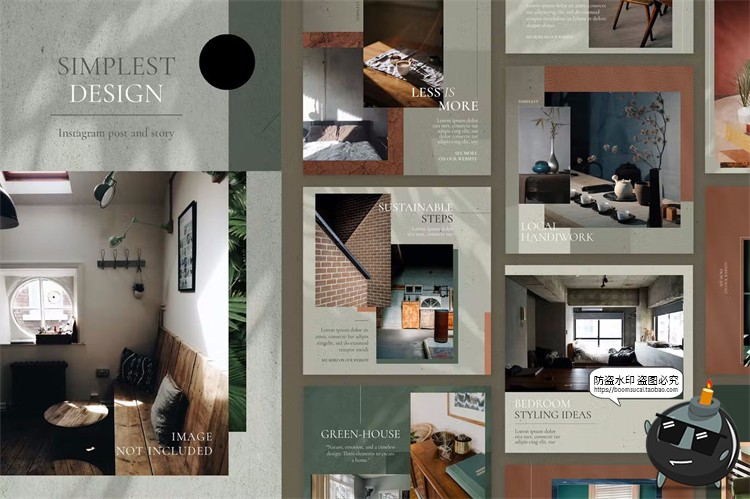 图片[1]-复古风轻奢极简文艺优雅版式图片图文排版照片海报PSD模板素材-设计猿