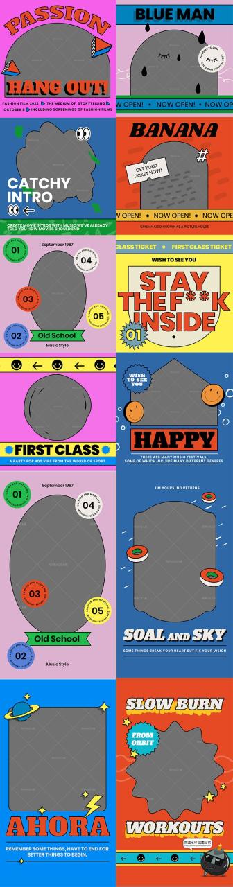 图片[4]-复古趣味流行卡通创意排版方形横版竖版宣传广告海报PSD模板素材-设计猿