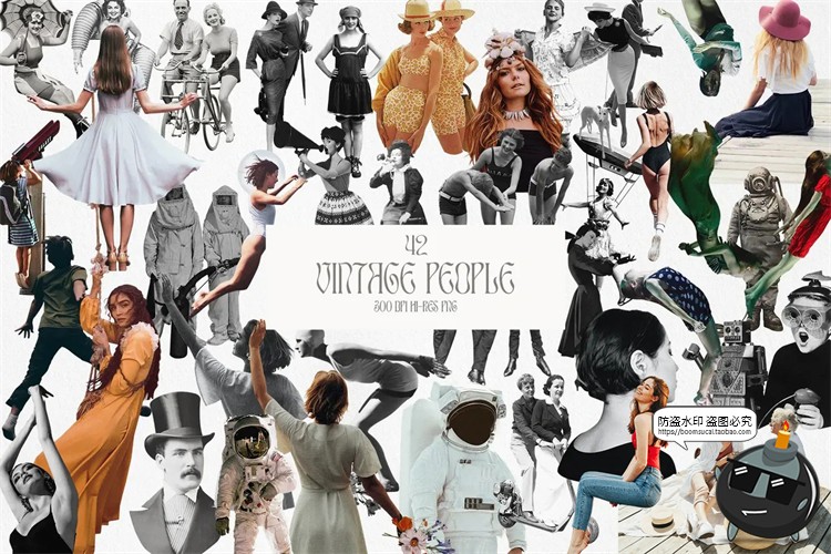 图片[2]-复古学院派孟菲斯蒸汽波人物风景水果车辆建筑剪贴画PNG免抠素材-设计猿