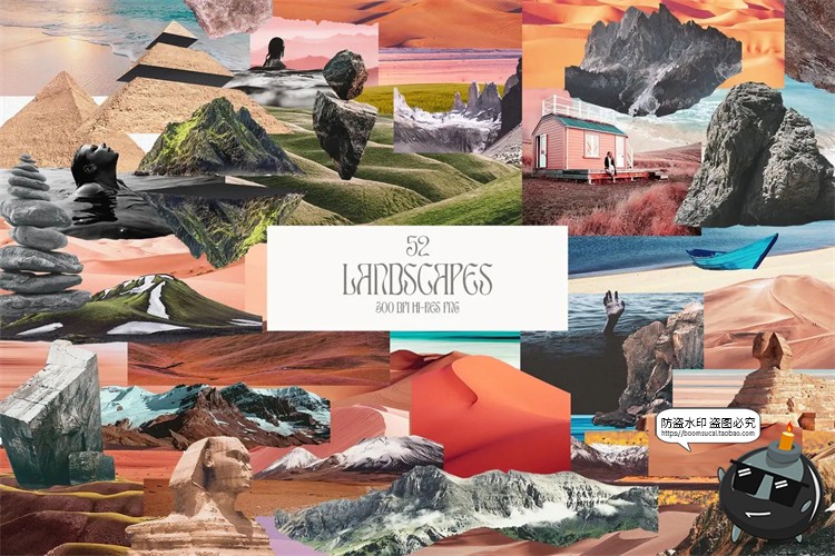 图片[6]-复古学院派孟菲斯蒸汽波人物风景水果车辆建筑剪贴画PNG免抠素材-设计猿