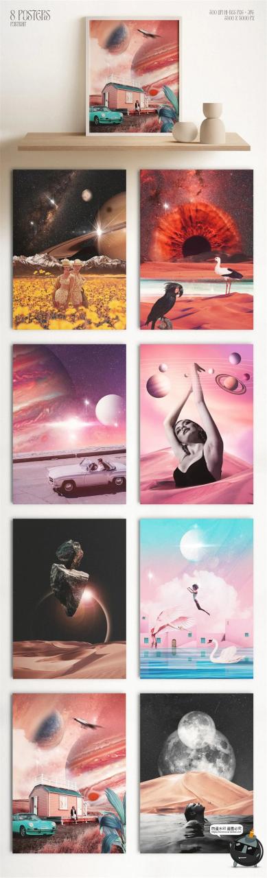 图片[11]-复古学院派孟菲斯蒸汽波人物风景水果车辆建筑剪贴画PNG免抠素材-设计猿