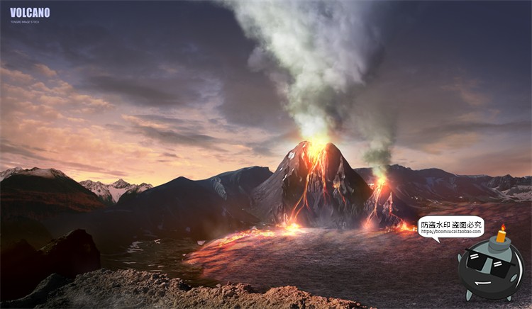 图片[2]-火山喷发爆发岩浆自然地质特效后期合成场景海报PSD模板分层素材-设计猿