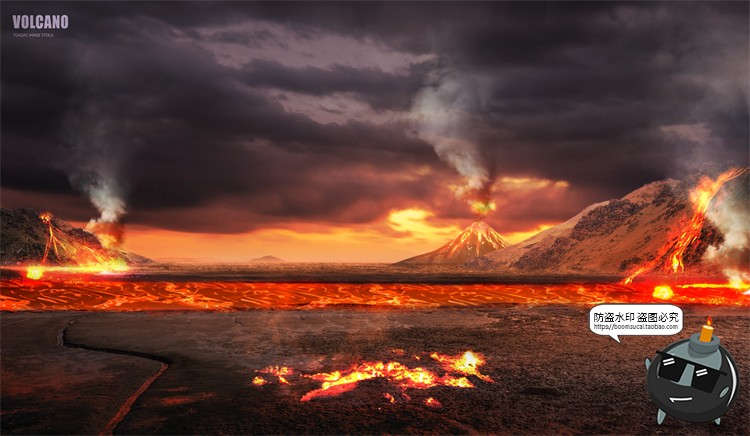 图片[3]-火山喷发爆发岩浆自然地质特效后期合成场景海报PSD模板分层素材-设计猿