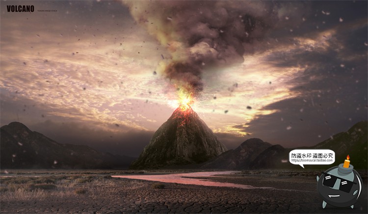图片[5]-火山喷发爆发岩浆自然地质特效后期合成场景海报PSD模板分层素材-设计猿