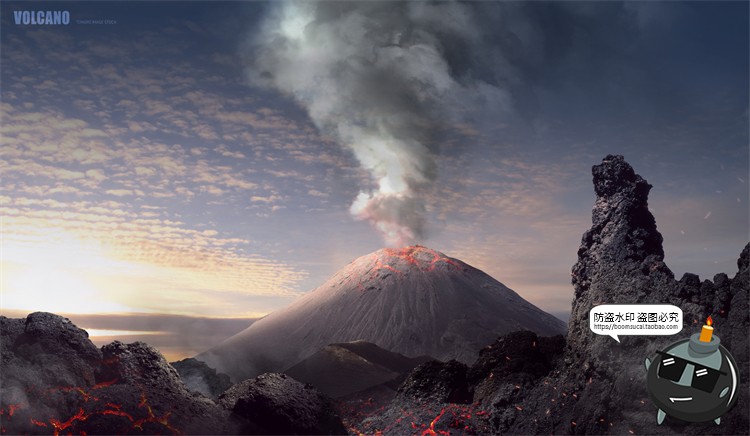 图片[6]-火山喷发爆发岩浆自然地质特效后期合成场景海报PSD模板分层素材-设计猿