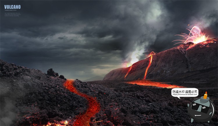 图片[7]-火山喷发爆发岩浆自然地质特效后期合成场景海报PSD模板分层素材-设计猿