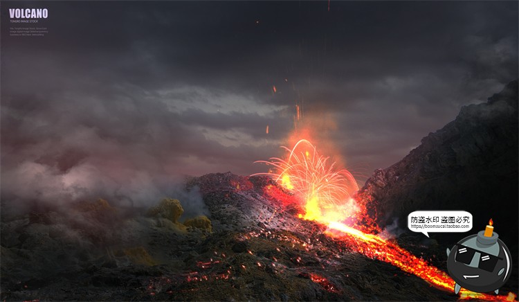 图片[8]-火山喷发爆发岩浆自然地质特效后期合成场景海报PSD模板分层素材-设计猿
