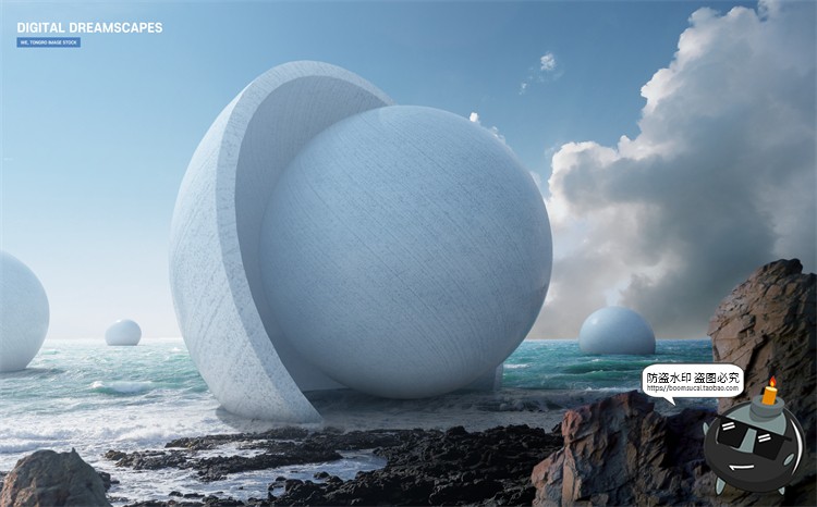 图片[2]-未来科幻3D立体金属几何梦幻场景主视觉合成海报分层PSD模板素材-设计猿