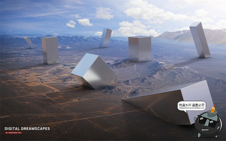 图片[5]-未来科幻3D立体金属几何梦幻场景主视觉合成海报分层PSD模板素材-设计猿