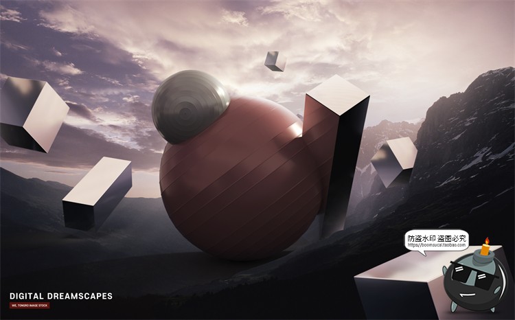 图片[6]-未来科幻3D立体金属几何梦幻场景主视觉合成海报分层PSD模板素材-设计猿