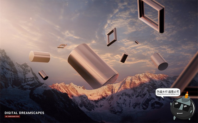 图片[7]-未来科幻3D立体金属几何梦幻场景主视觉合成海报分层PSD模板素材-设计猿