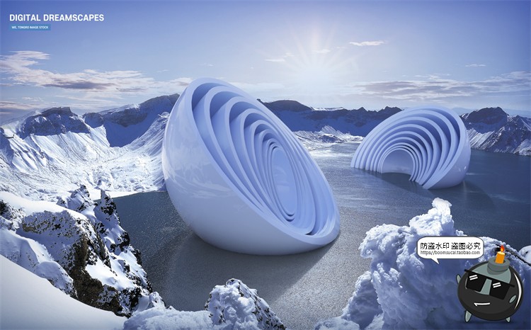 图片[8]-未来科幻3D立体金属几何梦幻场景主视觉合成海报分层PSD模板素材-设计猿