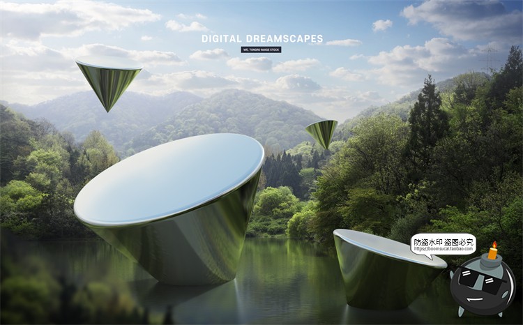 图片[10]-未来科幻3D立体金属几何梦幻场景主视觉合成海报分层PSD模板素材-设计猿