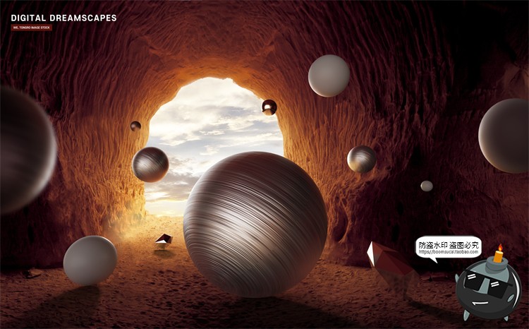 图片[12]-未来科幻3D立体金属几何梦幻场景主视觉合成海报分层PSD模板素材-设计猿