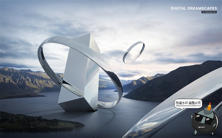 图片[14]-未来科幻3D立体金属几何梦幻场景主视觉合成海报分层PSD模板素材-设计猿