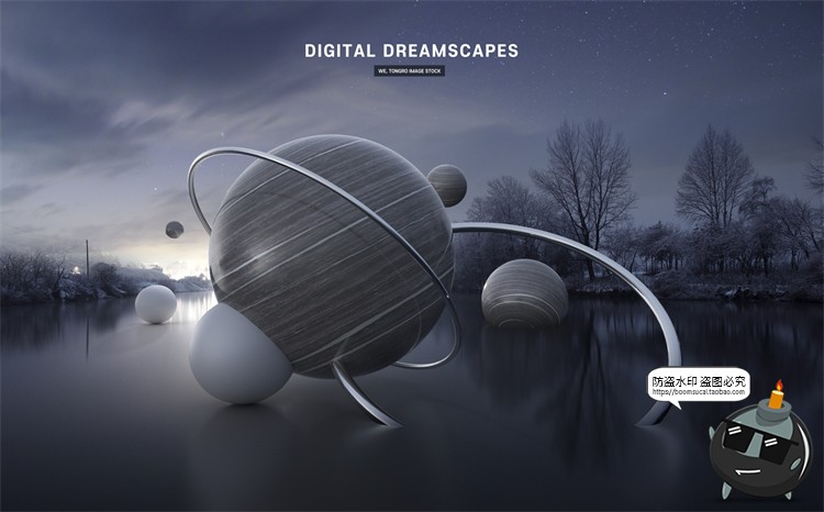 图片[17]-未来科幻3D立体金属几何梦幻场景主视觉合成海报分层PSD模板素材-设计猿