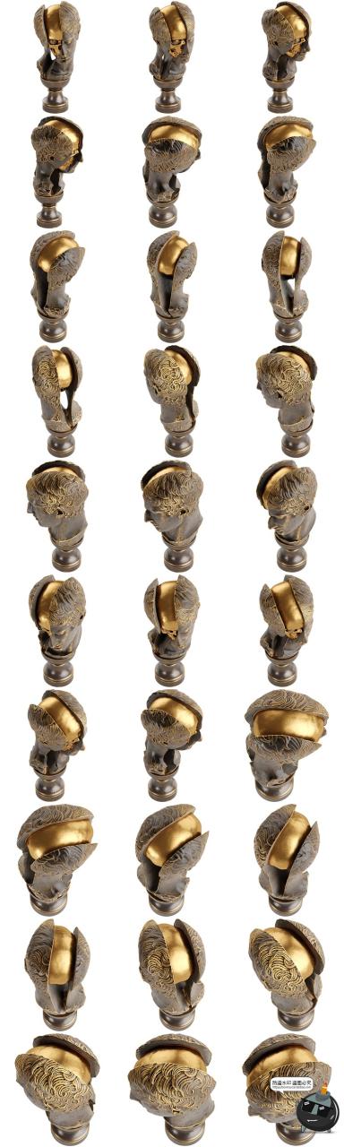 图片[4]-蒸汽青铜朋克3D立体抽象人物头部欧雕塑多角度PNG免抠元素素材-设计猿