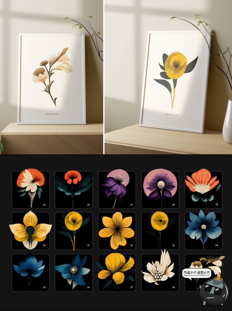 图片[4]-复古宫廷花卉水彩手绘插画无缝图案底纹背景图印花PNG免抠素材-设计猿