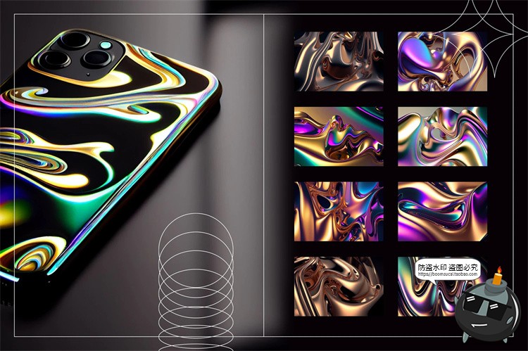 图片[4]-酸性机能液态金属镀铬3D流体抽象艺术展示纹理背景JPG图片素材-设计猿