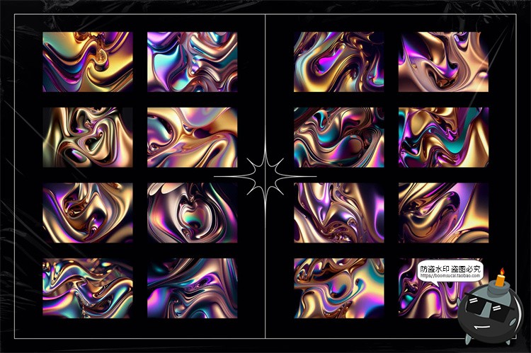 图片[6]-酸性机能液态金属镀铬3D流体抽象艺术展示纹理背景JPG图片素材-设计猿