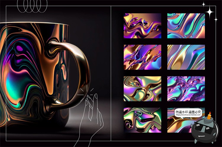 图片[7]-酸性机能液态金属镀铬3D流体抽象艺术展示纹理背景JPG图片素材-设计猿