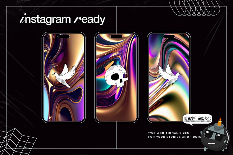 图片[8]-酸性机能液态金属镀铬3D流体抽象艺术展示纹理背景JPG图片素材-设计猿