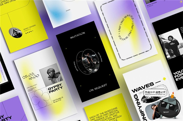 图片[3]-弥散光渐变排版潮流简约复古粗体文本音乐图文版式PSD模版PS素材-设计猿