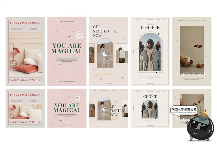 图片[4]-时尚优雅莫兰迪配色酸性文艺英文图文排版海报版式PSD模板PS素材-设计猿