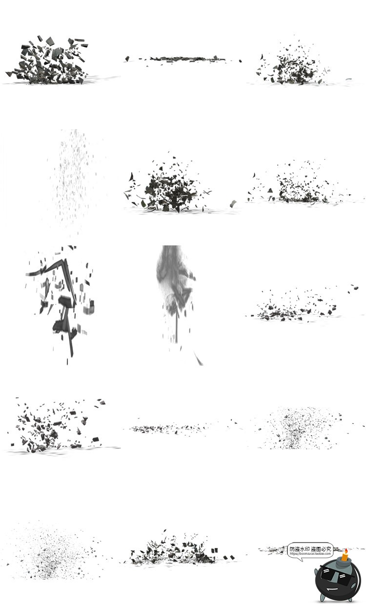 图片[1]-爆炸碎片破碎效果碎片飞溅碎石后期合成装饰元素PNG免抠透明素材-设计猿