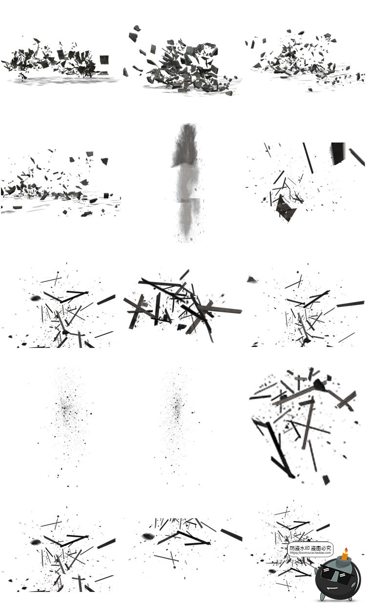 图片[2]-爆炸碎片破碎效果碎片飞溅碎石后期合成装饰元素PNG免抠透明素材-设计猿