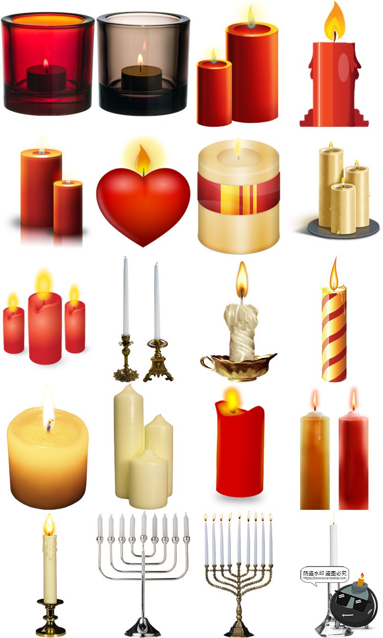 图片[1]-蜡烛火烛生日祝福圣诞节日蜡烛卡通图片装饰元素PNG免抠透明素材-设计猿