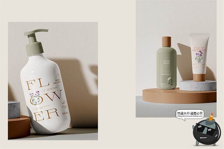 图片[13]-复古文艺花卉美妆香薰产品包装标签贴纸排版AI矢量PSD模板PS素材-设计猿