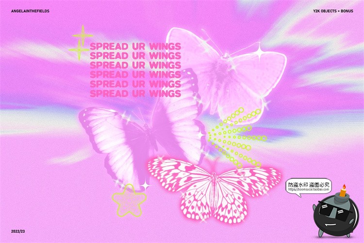 图片[2]-Y2K风格90年代复古趣味贴纸几何拼贴画图形弥散光霓虹图标PNG素材-设计猿