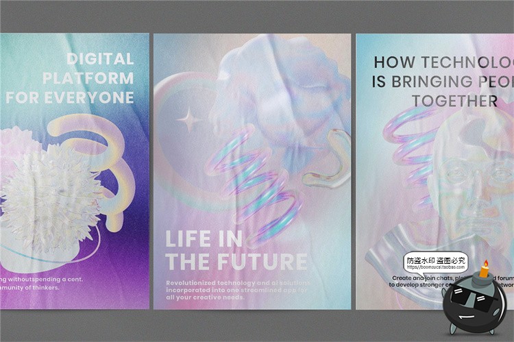 图片[10]-全息抽象酸性霓虹晶体渐变3D立体形状背景装饰元素PNG免抠素材-设计猿