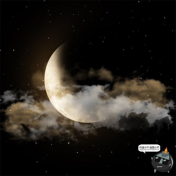 图片[3]-月球月亮中秋多云红月后期合成插画背景海报PSD分层模板PS素材-设计猿