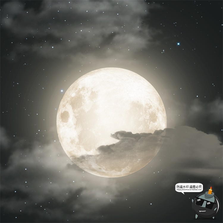 图片[7]-月球月亮中秋多云红月后期合成插画背景海报PSD分层模板PS素材-设计猿