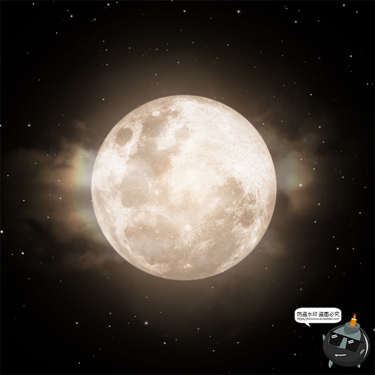 图片[8]-月球月亮中秋多云红月后期合成插画背景海报PSD分层模板PS素材-设计猿