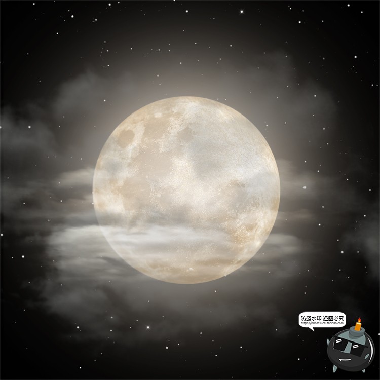 图片[10]-月球月亮中秋多云红月后期合成插画背景海报PSD分层模板PS素材-设计猿