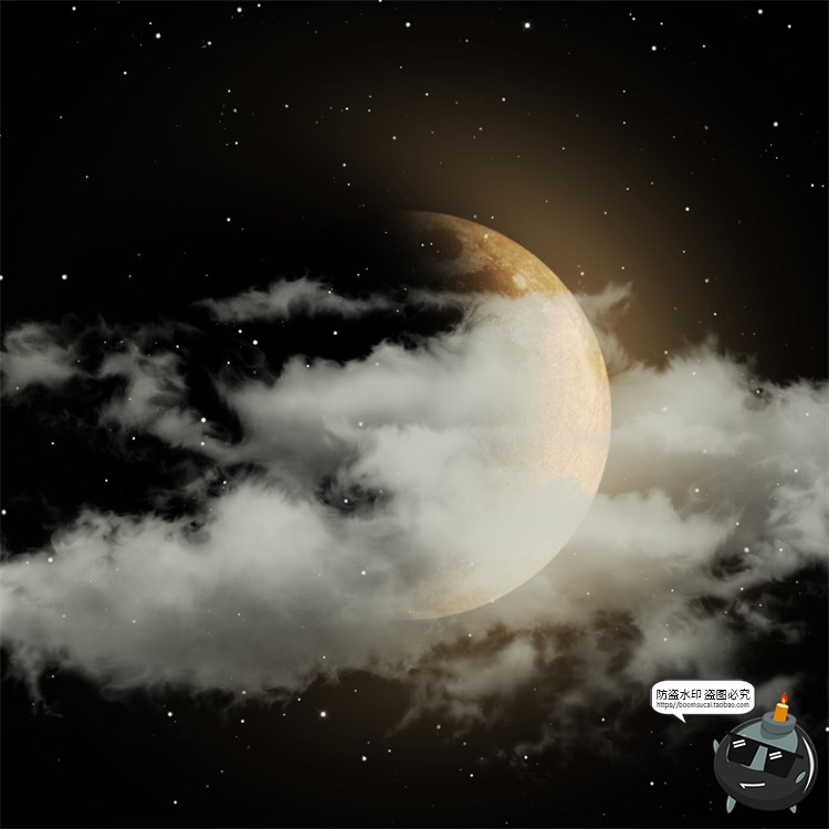 图片[11]-月球月亮中秋多云红月后期合成插画背景海报PSD分层模板PS素材-设计猿
