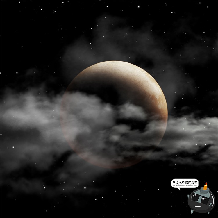 图片[12]-月球月亮中秋多云红月后期合成插画背景海报PSD分层模板PS素材-设计猿