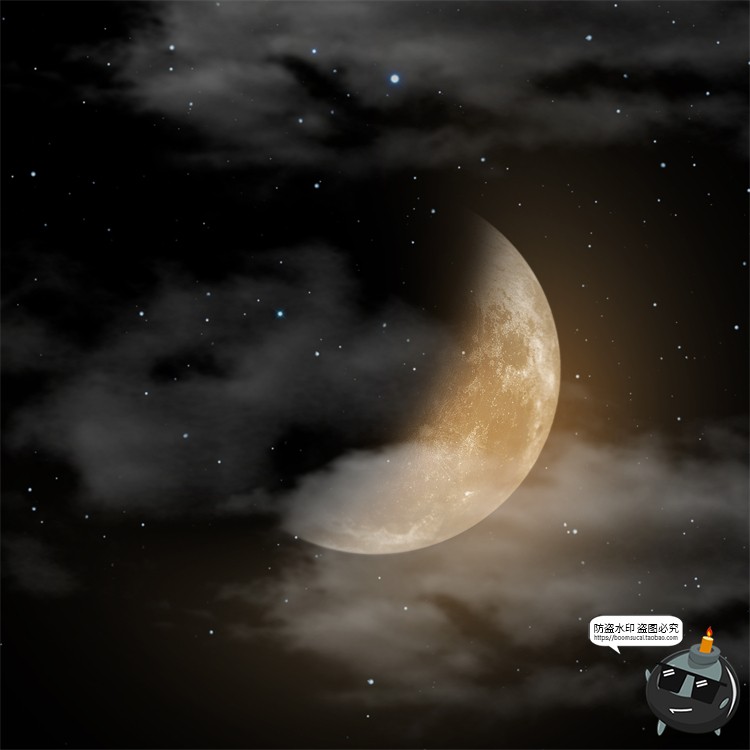 图片[13]-月球月亮中秋多云红月后期合成插画背景海报PSD分层模板PS素材-设计猿