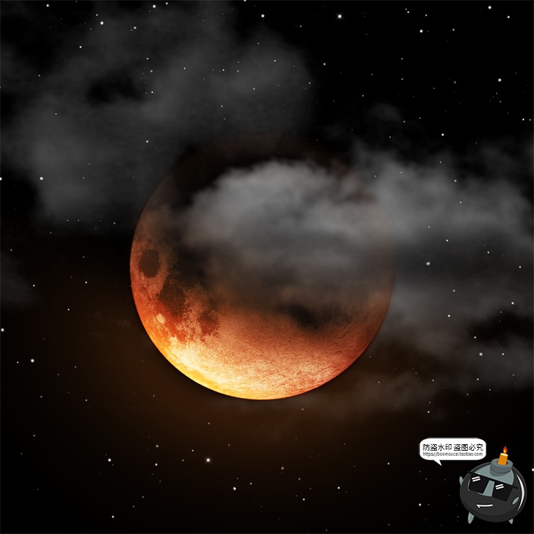 图片[15]-月球月亮中秋多云红月后期合成插画背景海报PSD分层模板PS素材-设计猿