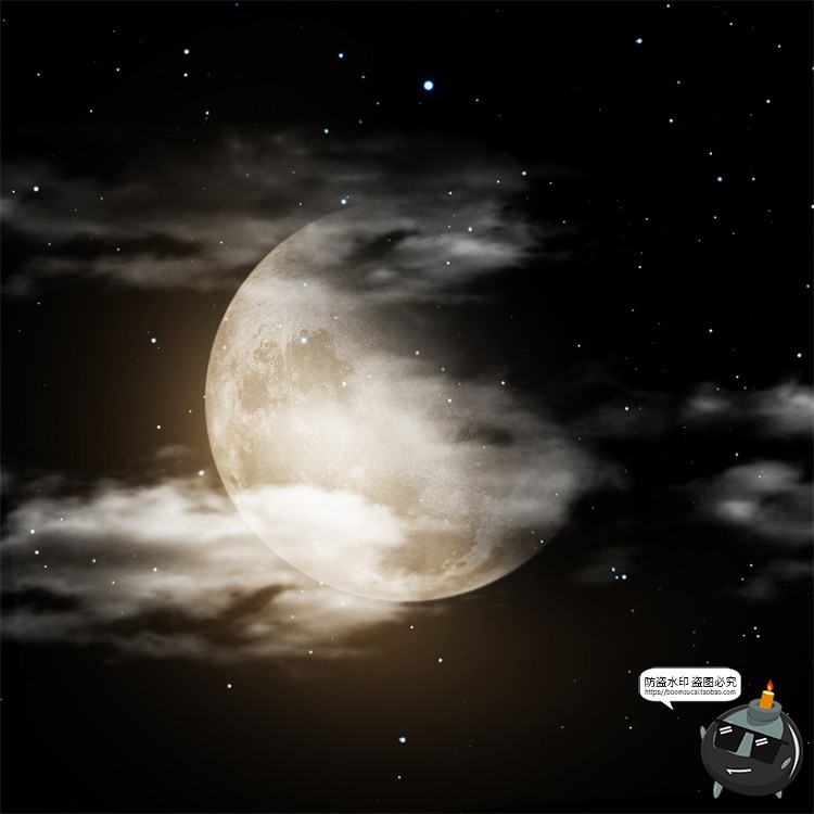 图片[16]-月球月亮中秋多云红月后期合成插画背景海报PSD分层模板PS素材-设计猿