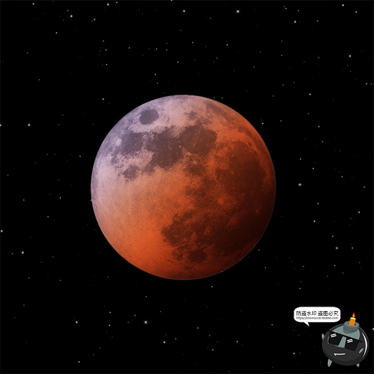 图片[18]-月球月亮中秋多云红月后期合成插画背景海报PSD分层模板PS素材-设计猿