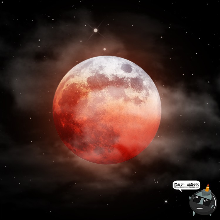 图片[19]-月球月亮中秋多云红月后期合成插画背景海报PSD分层模板PS素材-设计猿
