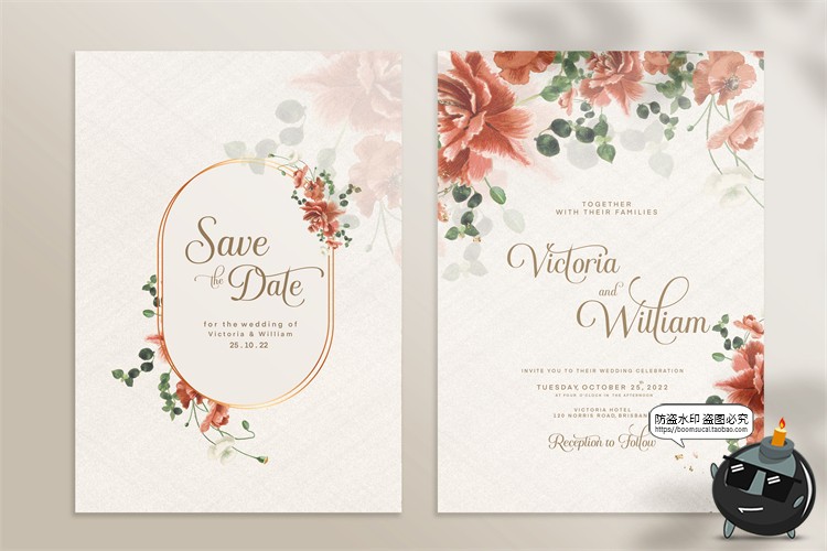 图片[13]-唯美清新植物花卉婚礼邀请函卡片祝福卡生日请柬背景PSD模板素材-设计猿