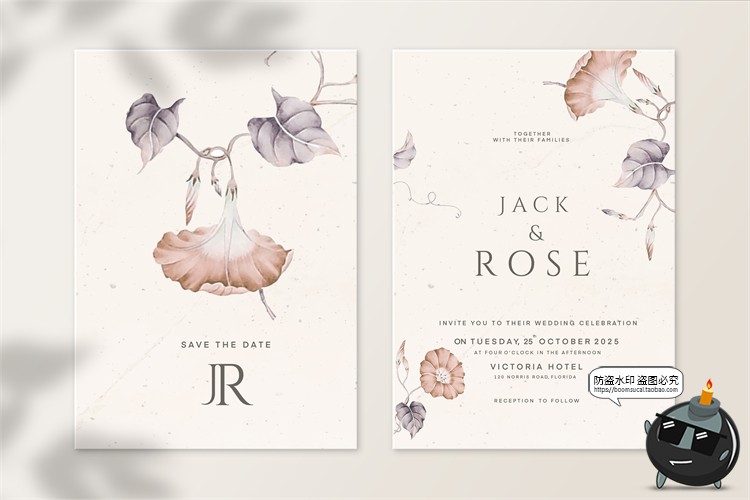 图片[20]-唯美清新植物花卉婚礼邀请函卡片祝福卡生日请柬背景PSD模板素材-设计猿