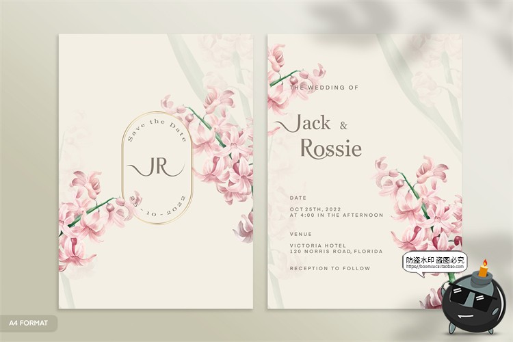 图片[23]-唯美清新植物花卉婚礼邀请函卡片祝福卡生日请柬背景PSD模板素材-设计猿