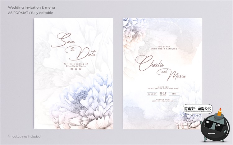 图片[28]-唯美清新植物花卉婚礼邀请函卡片祝福卡生日请柬背景PSD模板素材-设计猿