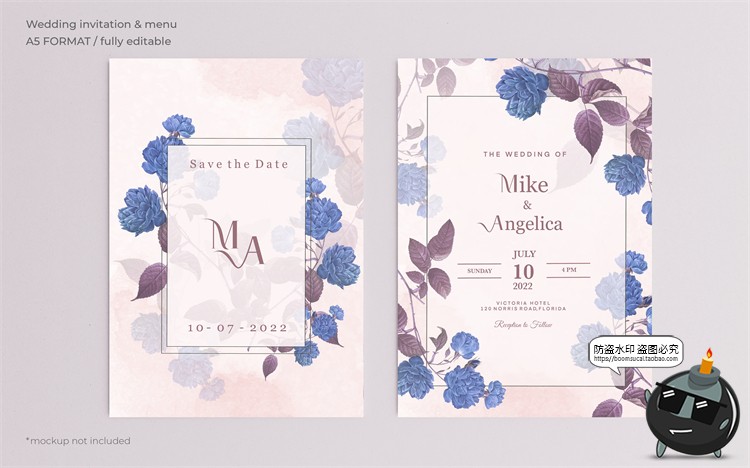 图片[30]-唯美清新植物花卉婚礼邀请函卡片祝福卡生日请柬背景PSD模板素材-设计猿